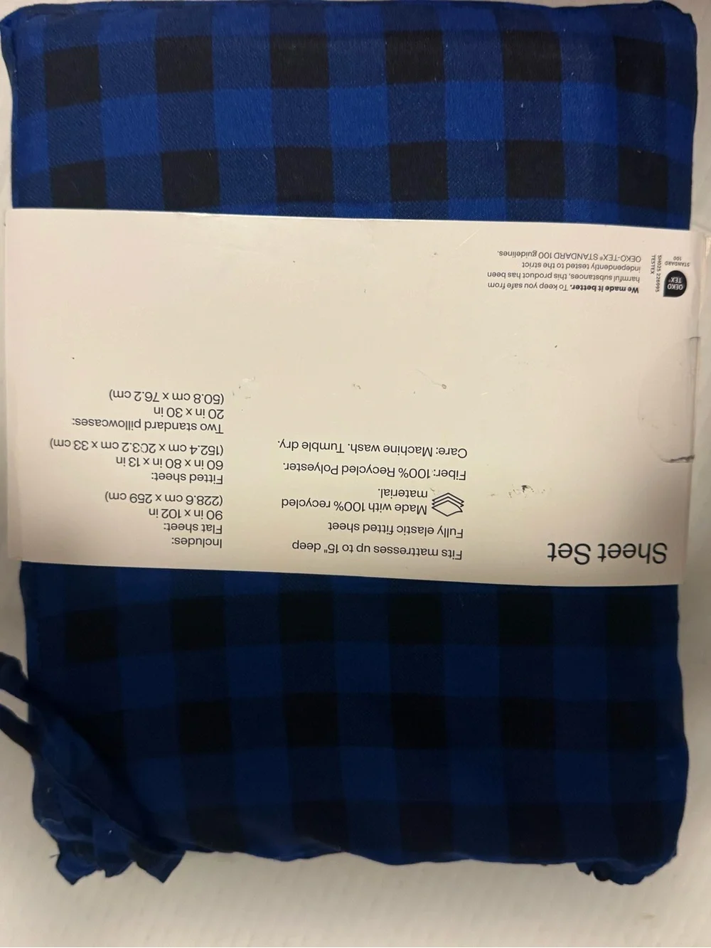 Room Essentials Blue and Black Buffalo Check Microfiber Sheet Set